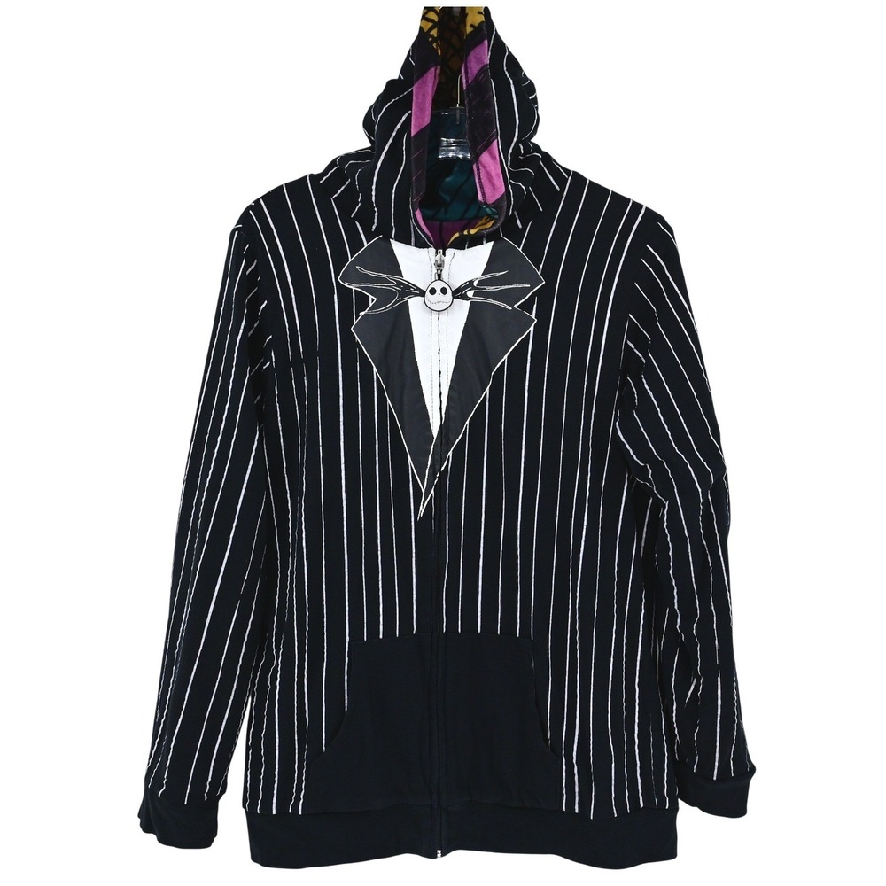 XXL Disney Nightmare Jack Sally Goth Reversible Velour Hoodie Sweatshirt Costume